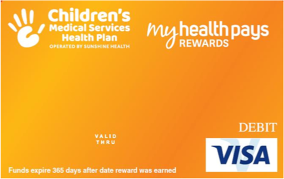 My Health Pays Rewards Debit Visa card sample