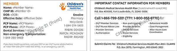 Sample CMS Title 21 ID card front and back