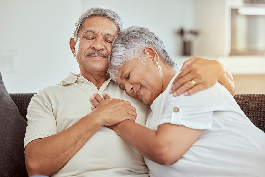 Senior couple in an embrace