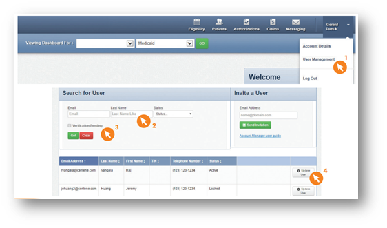 Screenshot of Accessing Account Manager Tasks in Secure Provider Portal